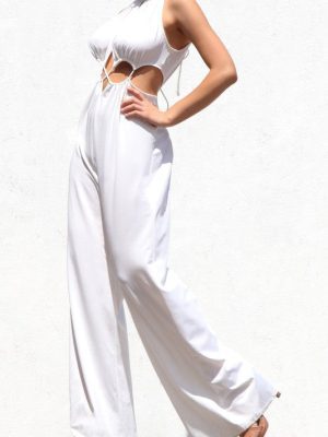 HOLE DING ON JUMPSUIT WHITE